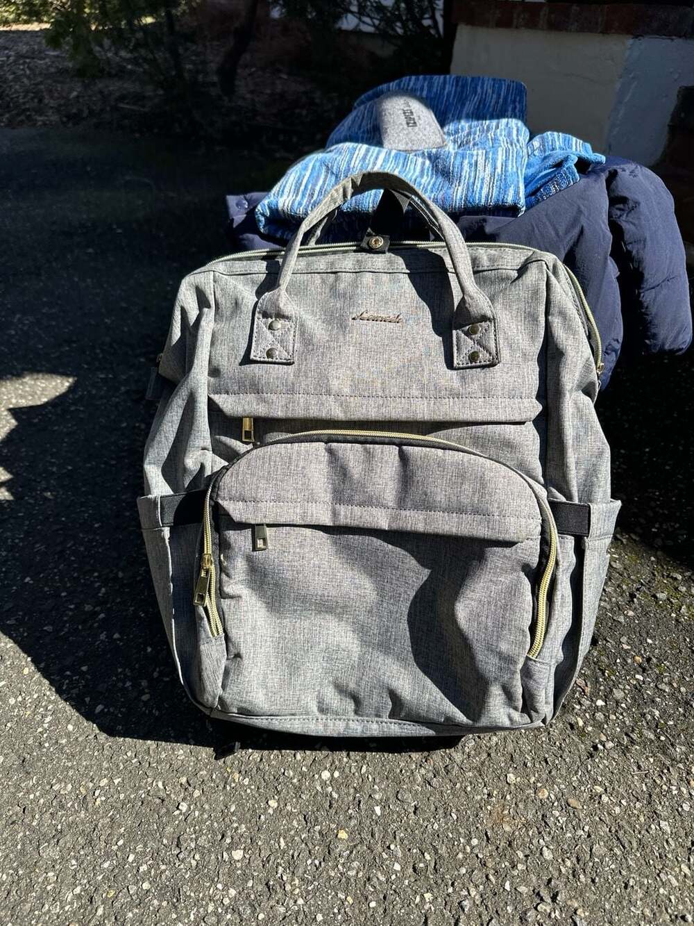 LOVEVOOK Laptop Backpack for Women with USB Charging Port Grey School Work Trave